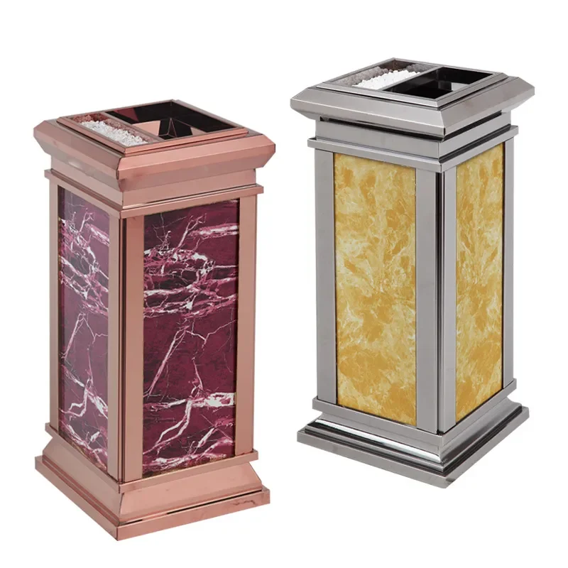 for Hotel Marble Trash Can Titanium Four Water Chestnut Base Ash Bucket KTV Hotel Corridor Trash Can Ashtray