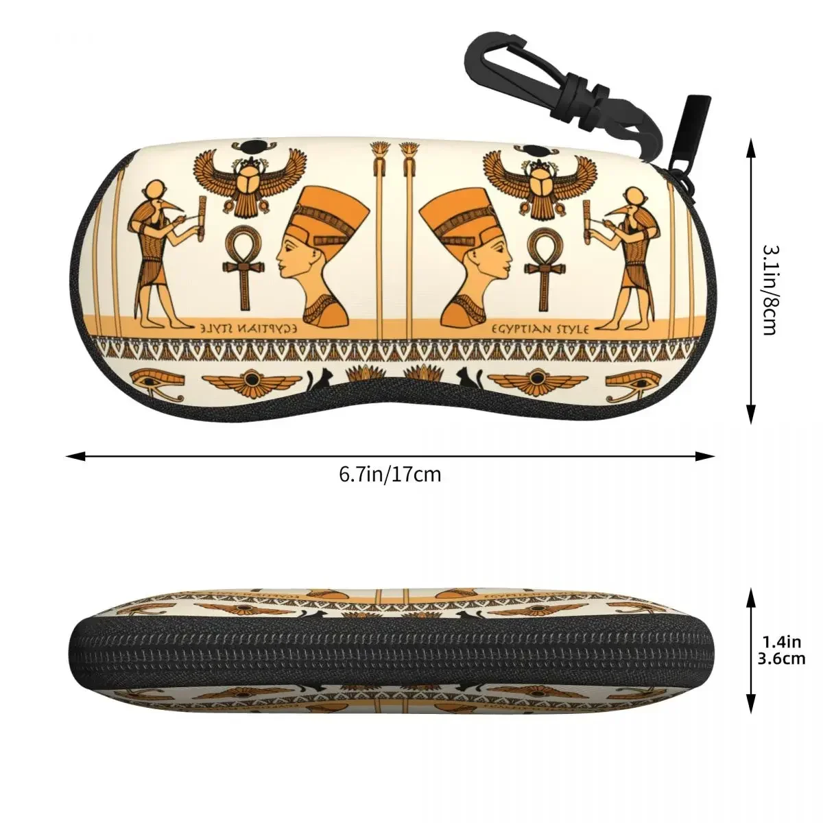 Custom Egyptian Pharaoh Cleopatra Hieroglyphic Shell Eyeglasses Protector Cases Cool Sunglass Case Ancient Egypt Glasses Pouch