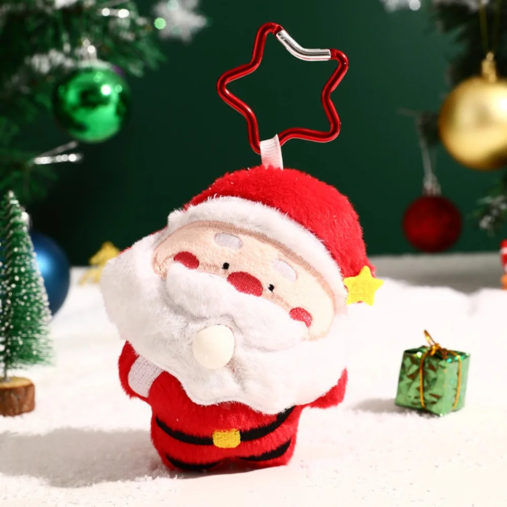 الإبداعية لينة عيد الميلاد حلقة رئيسية الكرتون شجرة عيد الميلاد سانتا كلوز قلادة نجمة الأيائل الغزلان البصق فقاعة دمية الفتيات #4