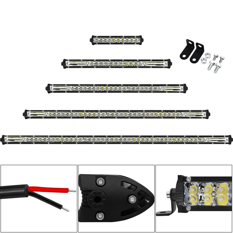 HQS HQS-DB Slim 12V 24V LED Light Bar 20 10 Inch Spot Flood Combo Beam New SUV 4X4 Retrofit/Upgrade Auto Driving Work Lamp view 3