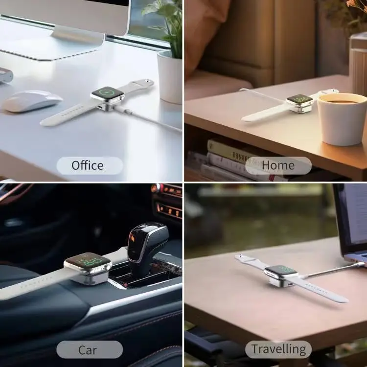 Портативное беспроводное зарядное устройство для часов Тип C Lightning, два интерфейса для Apple Watch S9 8 7 6 5 4 3 2 1 SE, быстрое зарядное