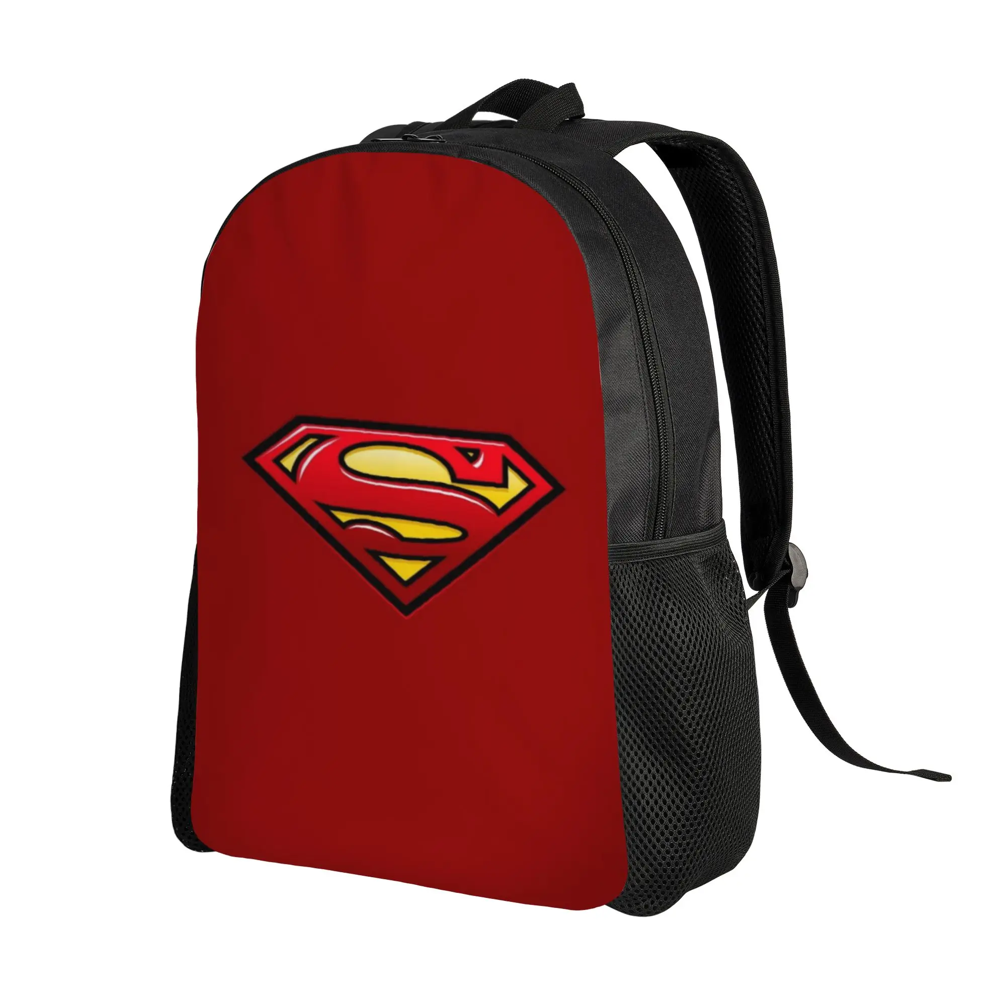 Back to school season Solid Red Background Superman Emblem Backpack  For Men Women Multi-Function Backpack