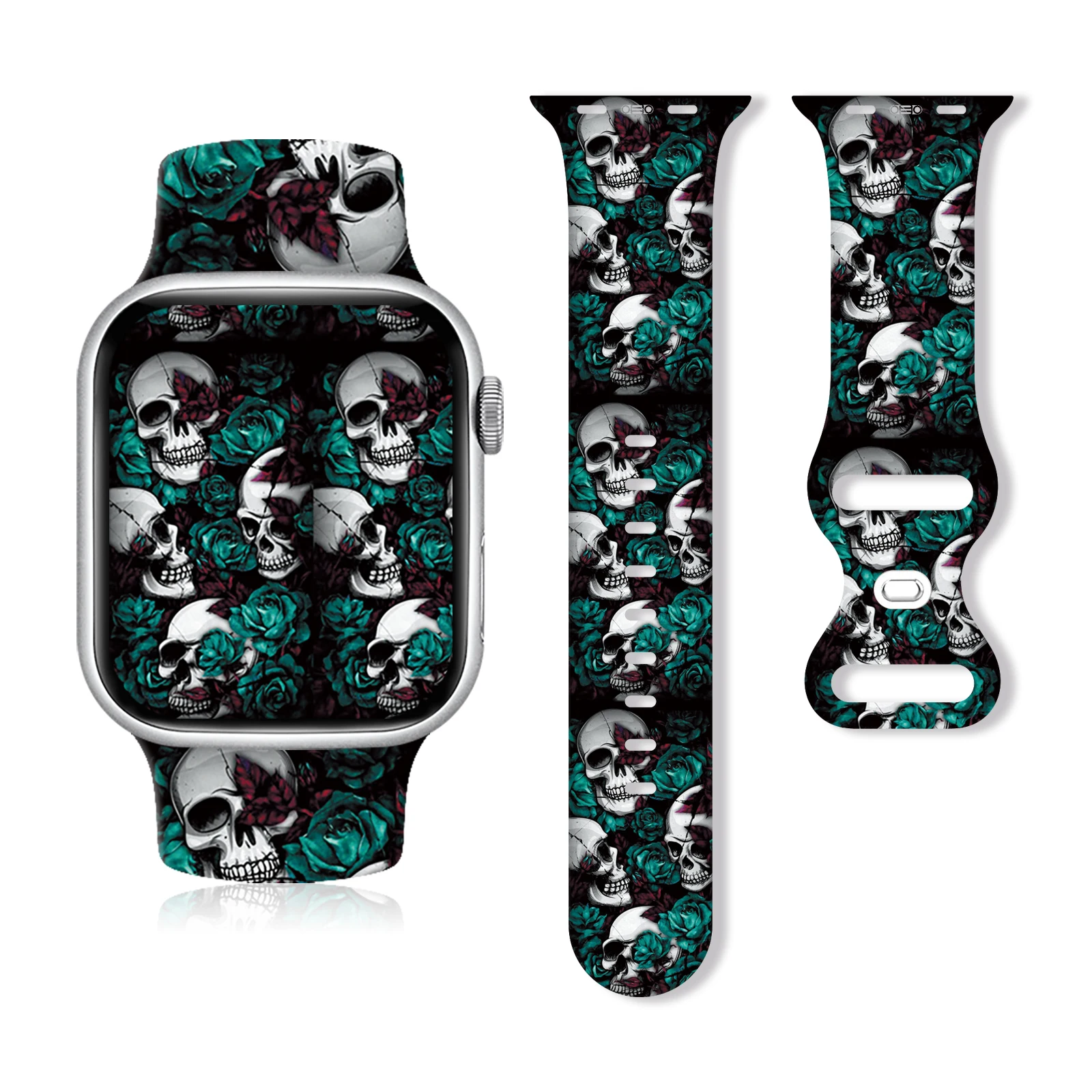 

New Halloween Series 2 Painting Strap for Apple Watch 10 9 8 7 Silicone Band Replaceable Bracelet for iWatch 46mm 42mm Watchband