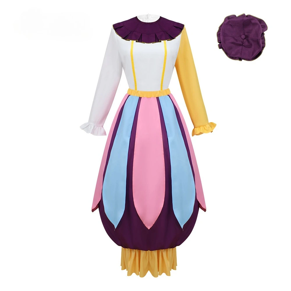

Tea Pot Cosplay Mrs Potts Long Sleeves Colorful Dress Hat Costume Adult Women Halloween Christmas Carnival Fanshion Clothes