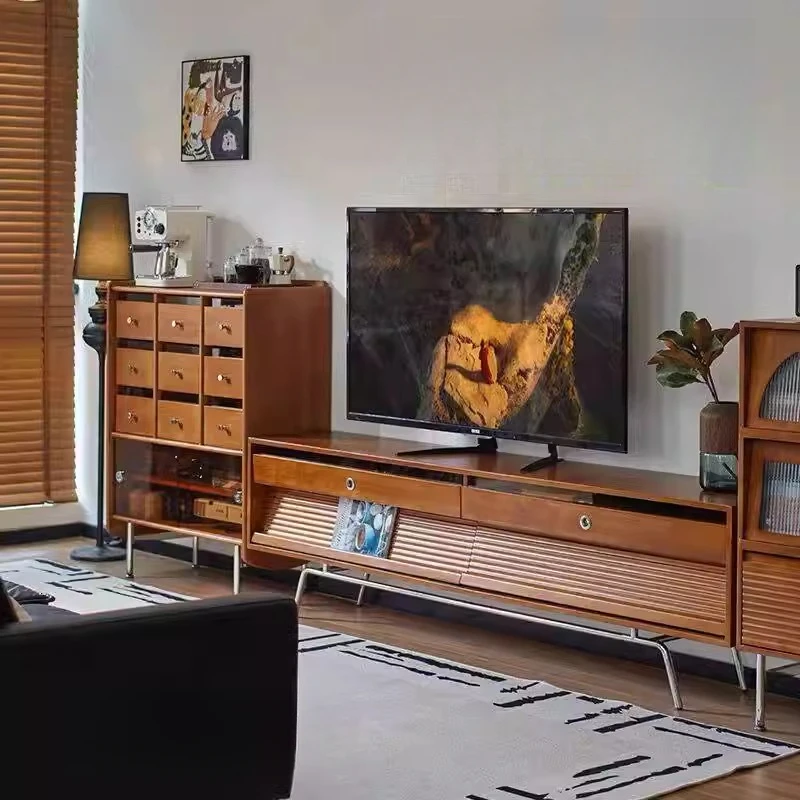LED TV Stand, 75 Inch Console Design, Modern Nordic Universal Style, Luxury Wood Fernsehen Tisch Furniture