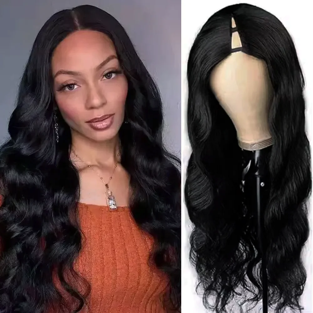 Perruques en cheveux humains ondulés de 16 à 32 pouces, densité 200, brésiliennes, avec raie en V, pour femmes noires, perruques naturelles faciles à poser pour débutantes