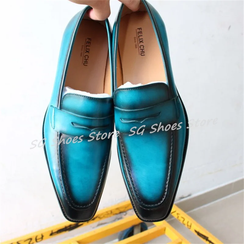 

Male Genuine Leather Business Formal Dress Loafers British Style Mixed Color Shallow Slip-On Derby Shoes for Men Casual Shoes
