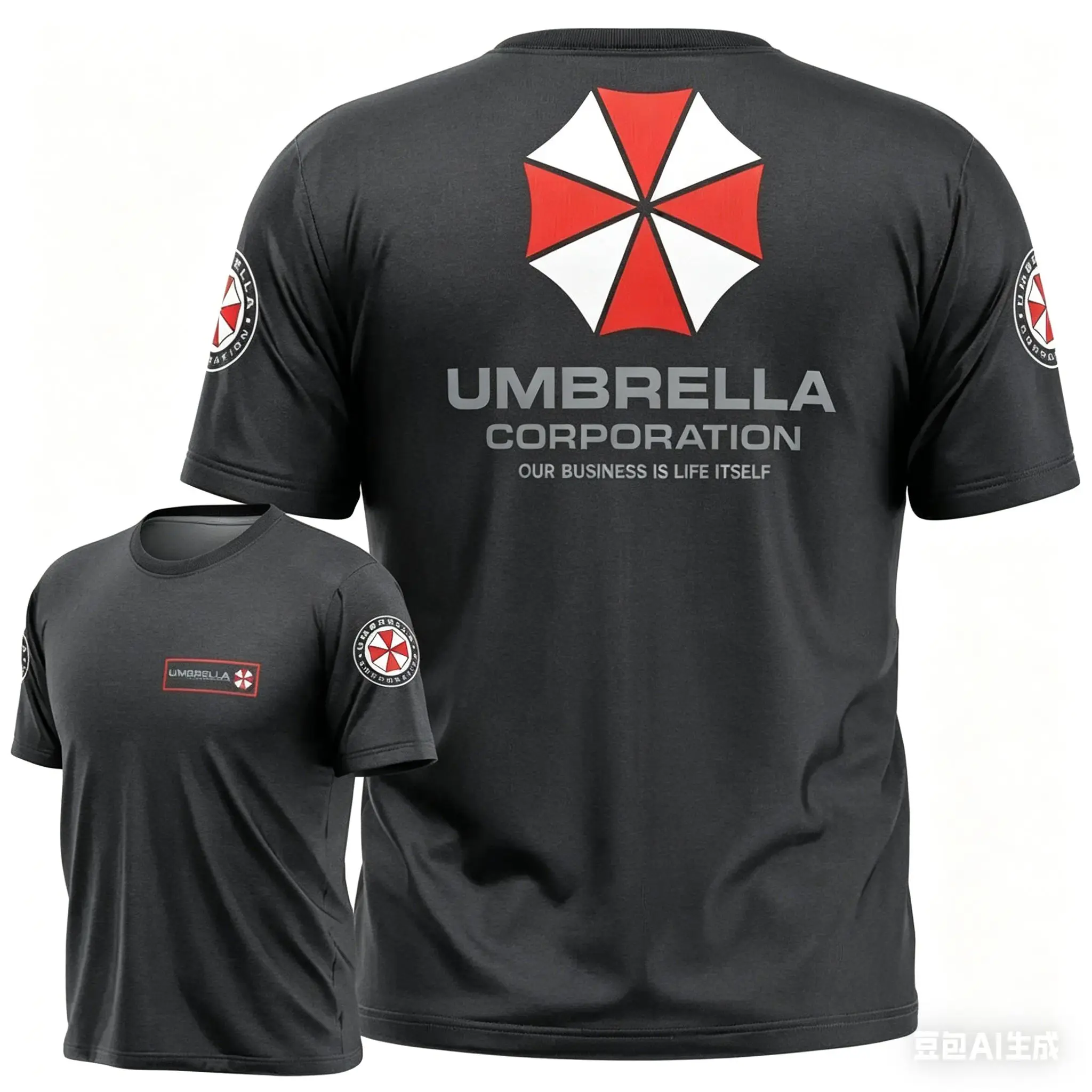 Resident Evil Umbrella Corporation T-Shirt - Schwarzes, ikonisches Logo & Slogan, 3D-gedruckt, perfekt für Game-Fans – Detail 13