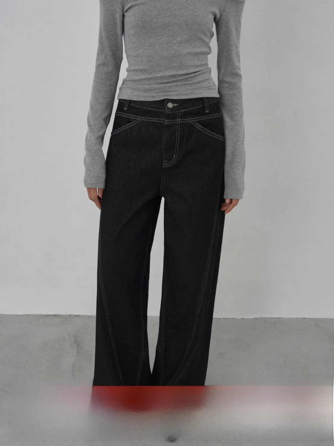 

Джинсы EIGHTHMONTH с высокой талией и широкими штанинами, черные, женские, свободные, длинные, повседневные, прямого кроя, для осеннего сезона