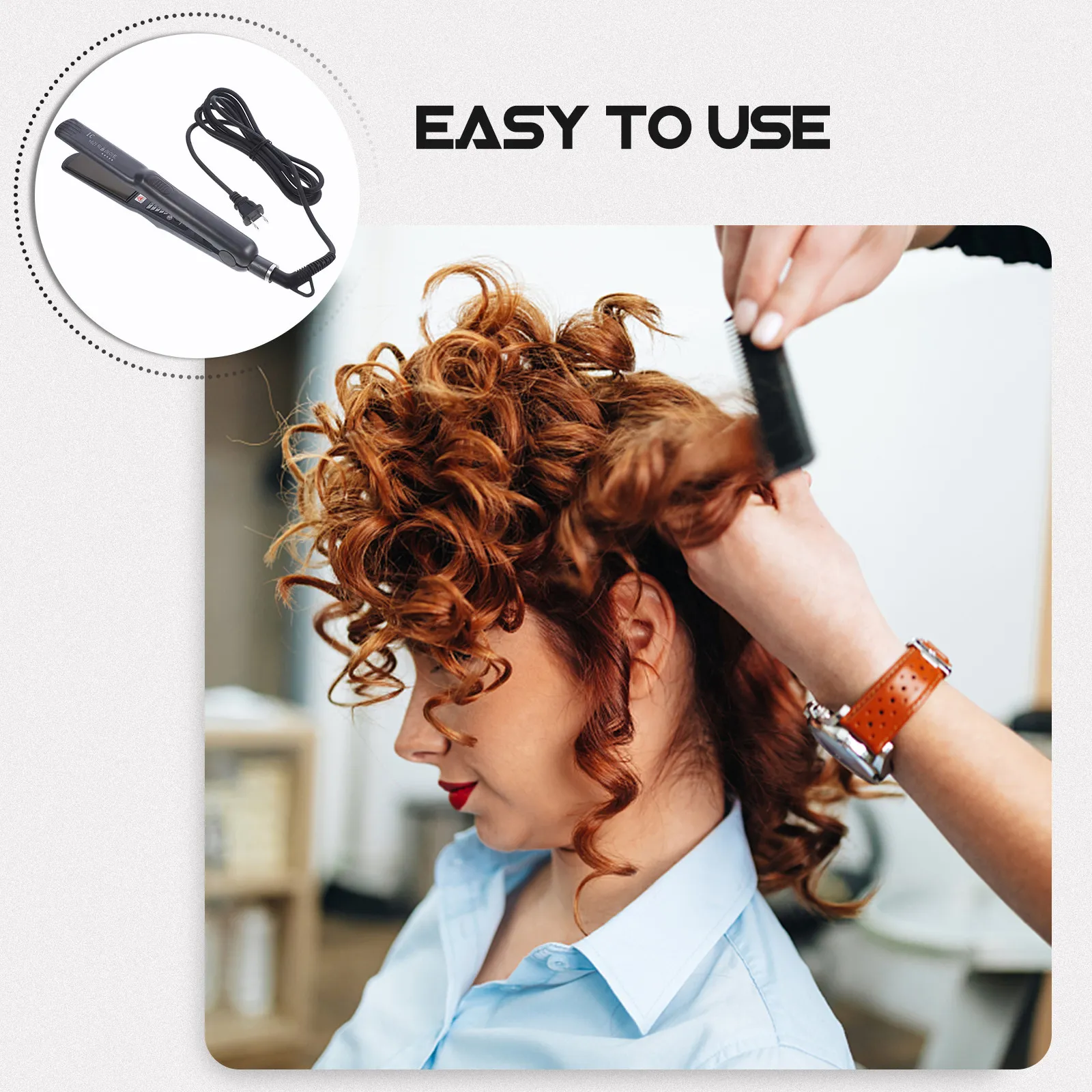 

1Pcs Hair Straightener Electric Dual Purpose Flat Iron Curling Styler with Fast Heating 360 Rotate Cord for Salon and Home Use