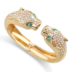Double Leopards Cuff Bracelet Women's Trendy Jewelry for Wedding Engagement Party Statement Bangle in Gold Color Wholesale