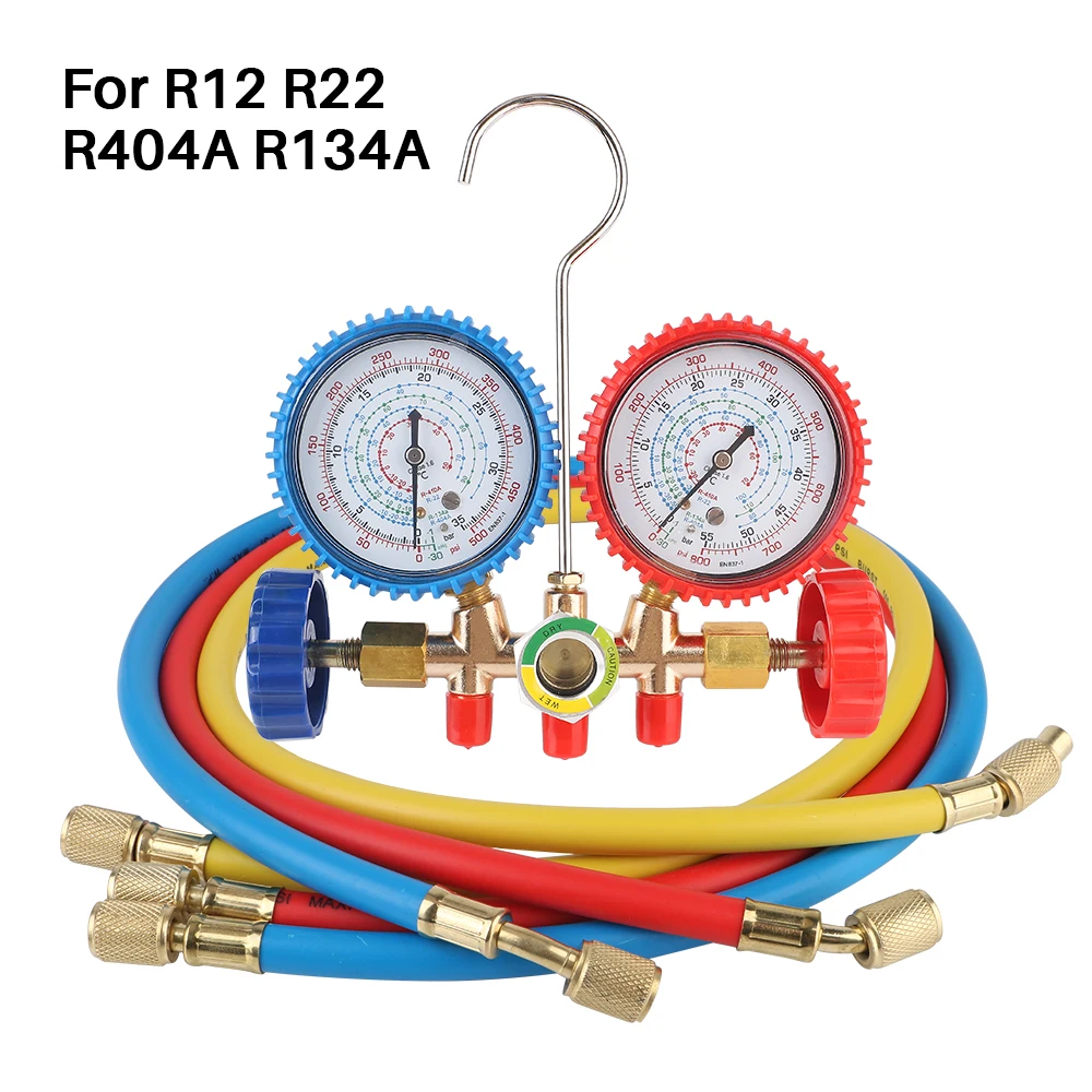 

Freon R314A R22 Air Conditioning Recharge Hose Measuring Gauge Car Air Conditioner Tools Refrigerant Dual Gauge Valve Tool Set