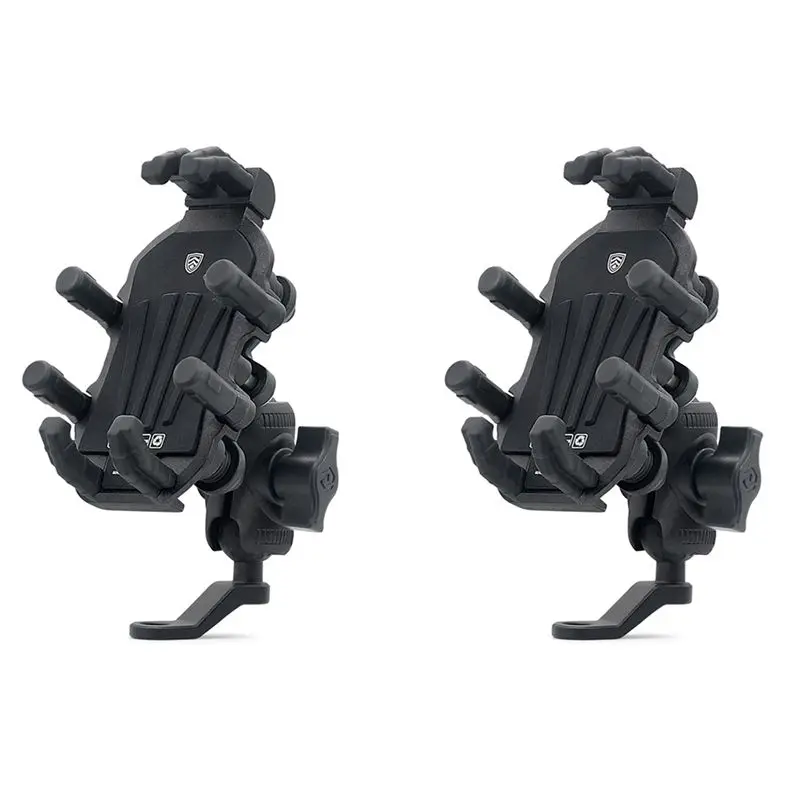 2X Motorcycle Bike Phone Mount With Vibration Dampener For 4.7-7.1 Inch Phones, Universal Rearview Mirror Mount