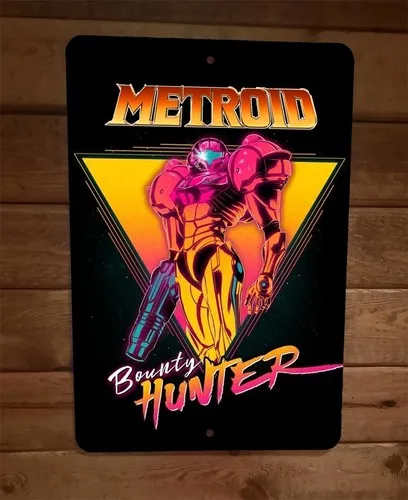 Bounty Hunter Samus Aran  Metal Wall Sign Video Game Poster