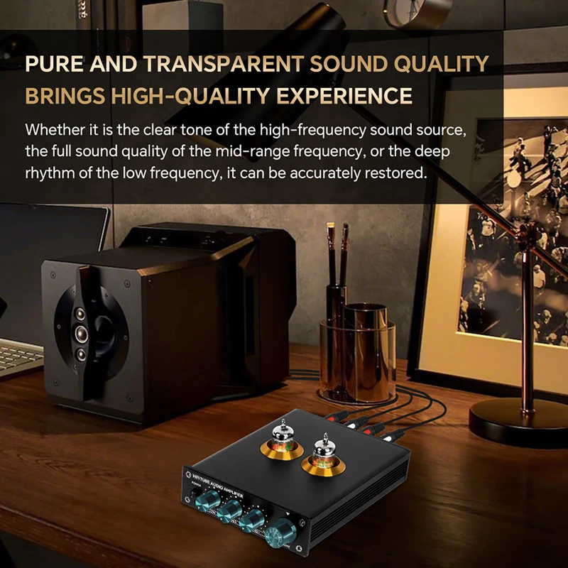 Tube Audio Preamplifier Professional Electronic Tube Audio Amplifier Stereo RCA Desktop Ultra Low Noise Amplifier Treble Bass