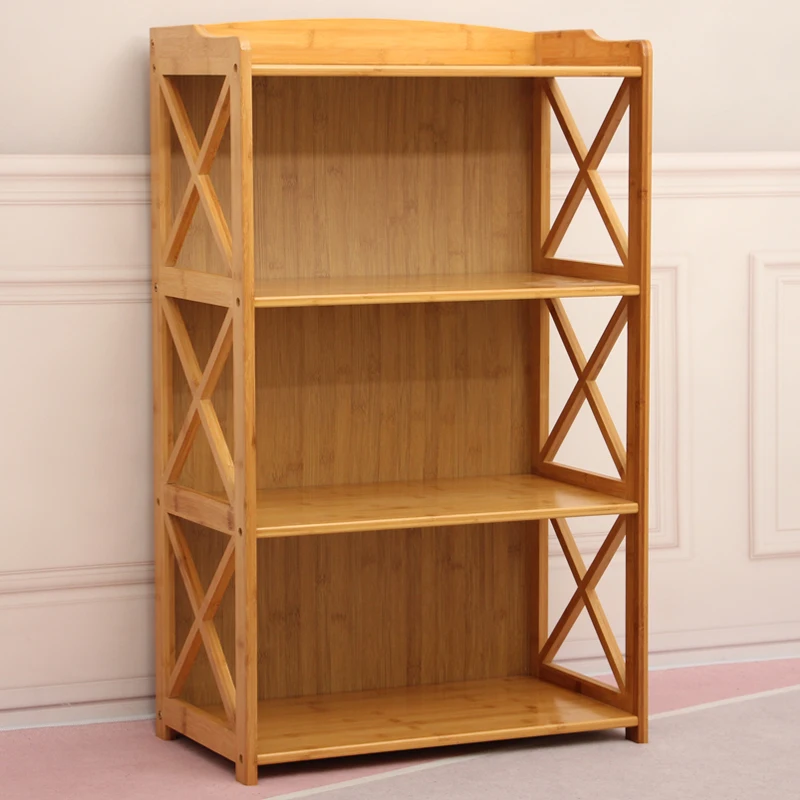 Bamboo Multi-Layer Bookshelf Kids Storage Rack Fine Craft Mortise Tenon Structure Thickened Panels Raised Bottom Easy Cleaning