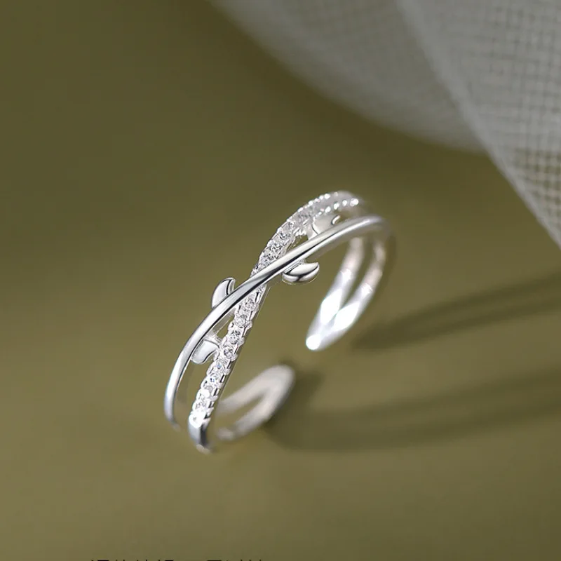 925 Sterling Silver Branch Wrap Double Layer Ring For Women Gift Trend Irregular Jewelry  Dropship Wholesalel