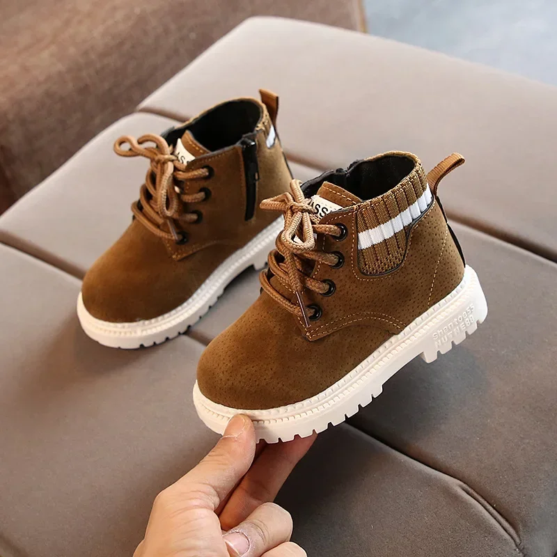 Children Short Boots Retro Soft Bottom for Kids Ankle Boots Non-slip 2025 Autumn Winter New Boys Girls Snow Boots Round Toes