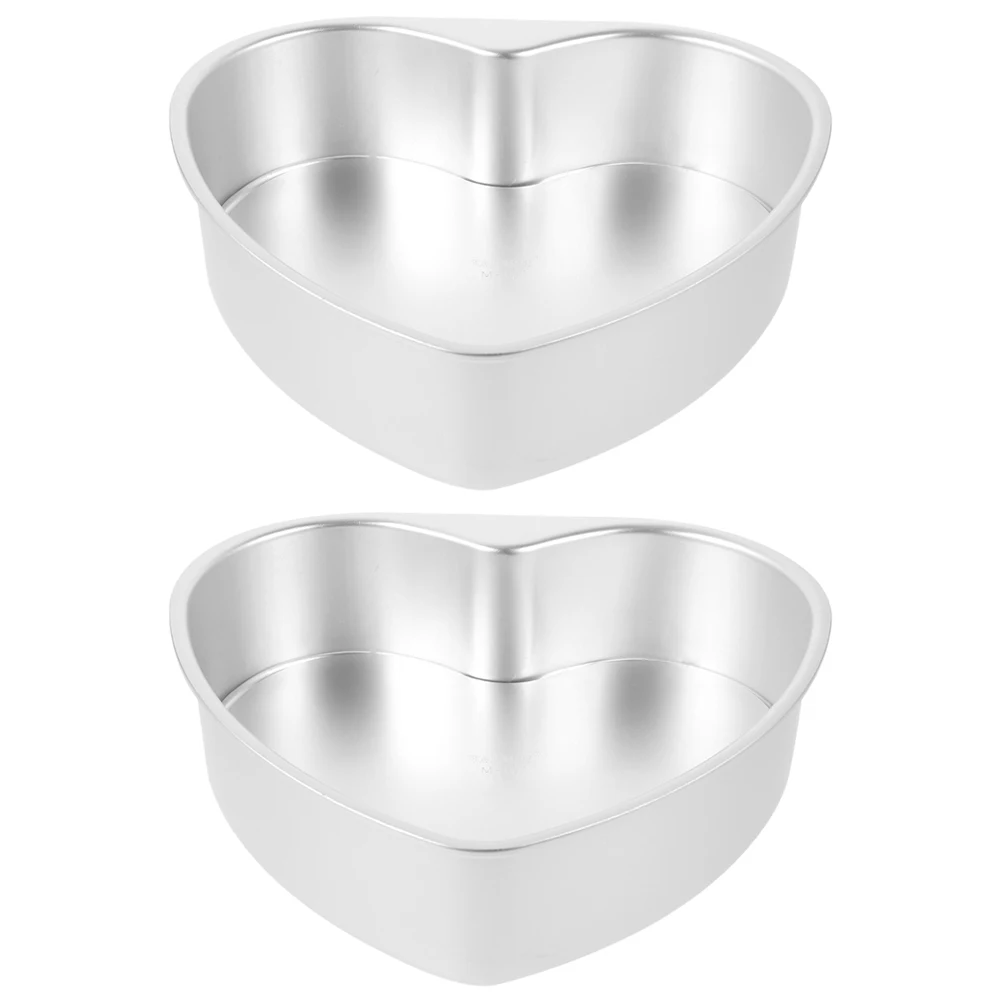 

2pcs 7 Inch Heart Shaped Cake Mold Aluminum Removable Bottom Baking Pan For Mini Cheesecake Brownies Desserts Wedding