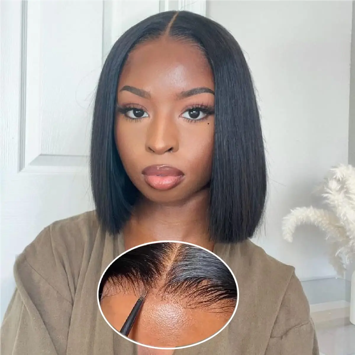 Wear and Go Glueless Bob Wig Human Hair Pre Plucked Short Straight Bob Wigs for Black Women Pre Cut 4x4 Lace Closure HD Lace