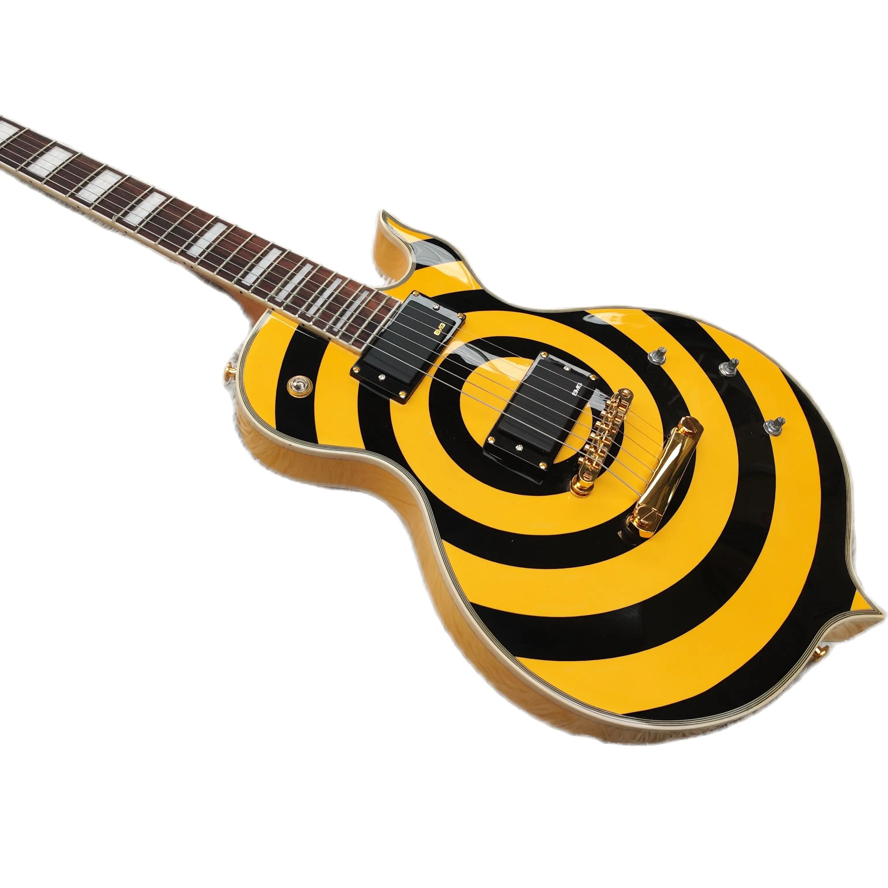 Wylde Audio Odin Grail Zakk yellow black Bullseye Electric Guitar MOP Large Block Inlay Gold Hardware