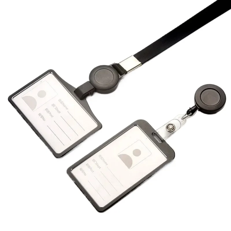 Aluminum Alloy Office Worker Large ID Card Badge Holder With Neck Lanyard/Strap Working Card Name Tag