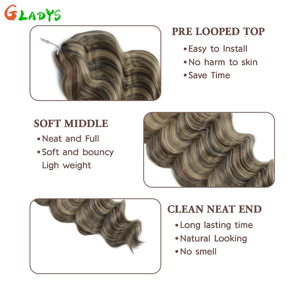 الجسم موجة الكروشيه وصلات شعر الاصطناعية الشعر الكروشيه الشعر التمديد أومبير اللون الكروشيه تجديل الشعر التمديد للنساء #5