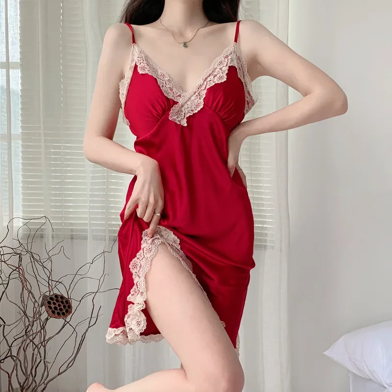 150kg Plus Size Sexy Women's Lingerie Modal Nightwear Spaghetti Strap Nightgown Babydoll Chemise 3XL Extra Large Mini Nightdress