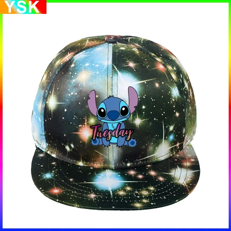 MINISO Disney Stitch Starry Sky Hat for Men and Women, Versatile Daily Fashionable Outdoor Sun Hat Colorful Baseball Cap