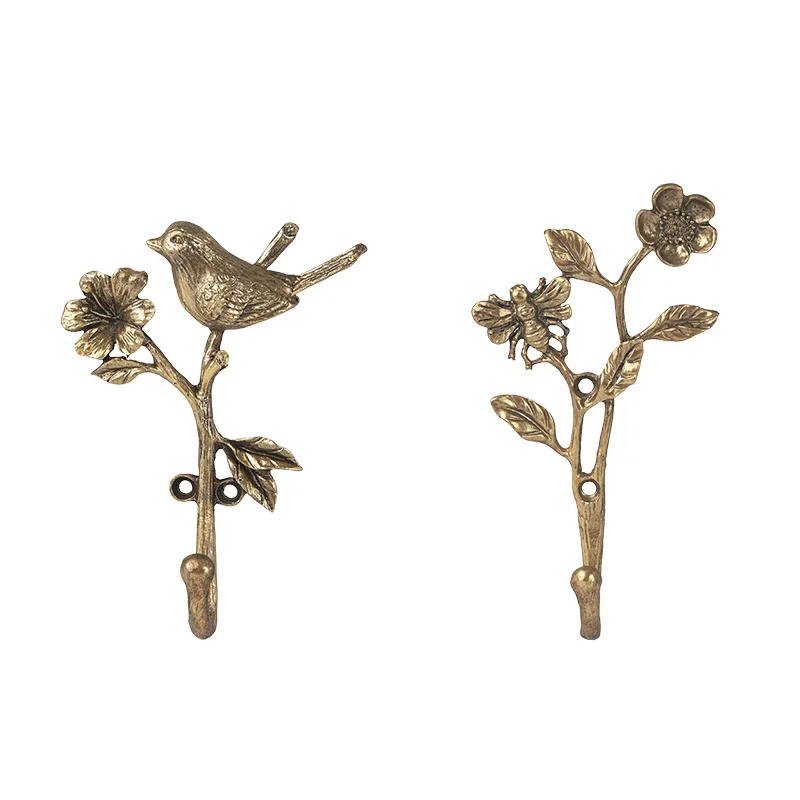 French retro hook wall punching clothes key bird bee creative cute wall decoration hanging