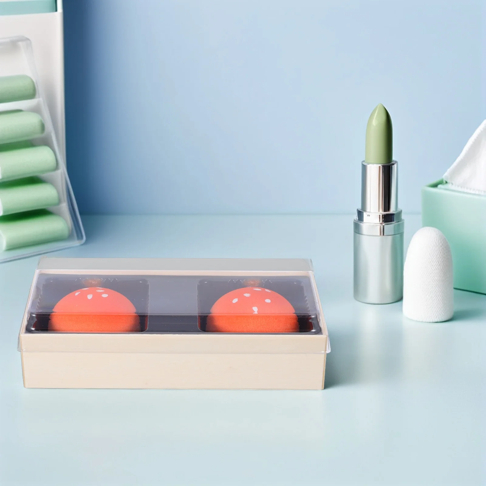 2 stuks make-up spons bladerdeeg broodje vorm dubbel gebruik voor foundation poeder crème niet-absorberend gevoelig huidvriendelijk gezicht