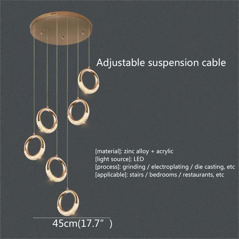 APRIL Pendant Light Modern LED Creative Lamp Fixtures Round Ring Decorative for Home Stairs Aisle