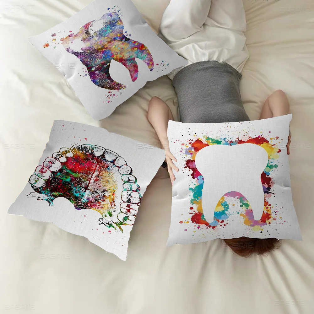 

Watercolor Tooth Anatomy Floral Dentist Cushion Cover 30x50 Polyester Sofa Cushions Throw Pillows Home Decoration Pillowcover