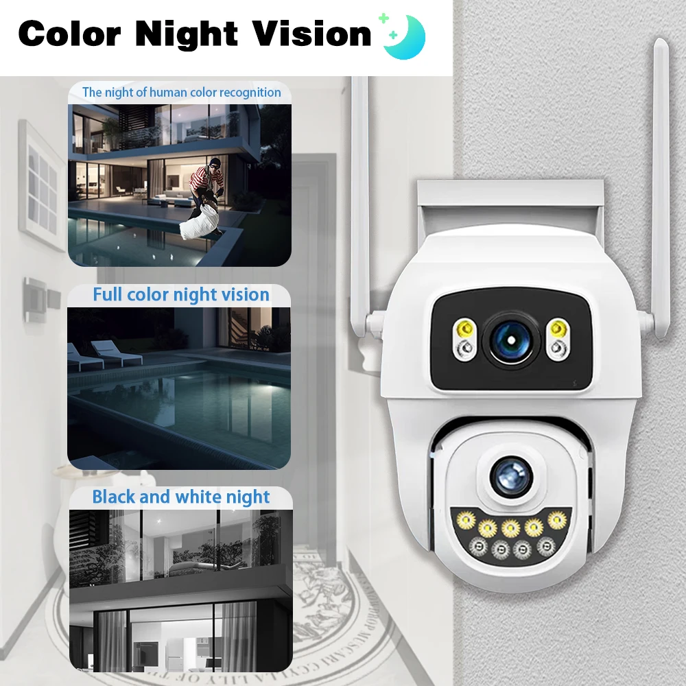 10MP 4K Wifi Camera PTZ Dual Screen Ai Human Detection Auto Tracking Outdoor Onvif CCTV Security Surveillance Camera HiEasy App