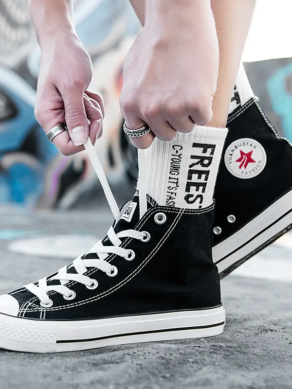 Large Size 47 48 Men's High Top Canvas Shoes Casual Versatile Student Platform Shoes Korean Style Youth Spring Autumn