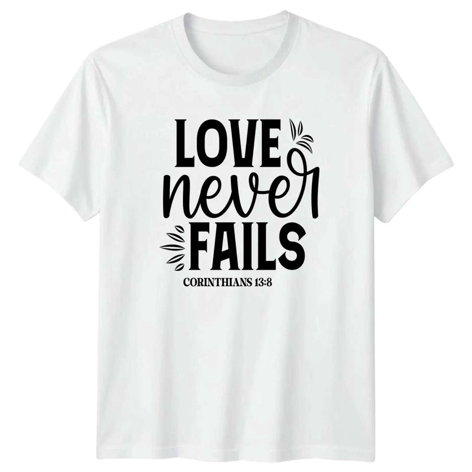 Liebe versagt nie Korinther 13 Damen T Shirt Bibelvers christlich Jahrestag vintage Washed homme streetwear Versatile Casual