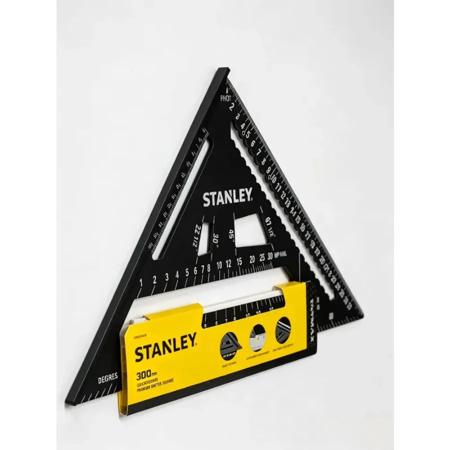 STANLEY STHT46102-0 FATMAX 300mm Aluminium Quick Square Professional Rafter Layout Tool for Carpentry Roof Framing and Saw Guide view 4