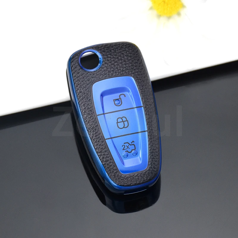 For Ford Focus MK3 Mondeo Fiesta Kuga ECOSPORT ESCAPE RANGER TPU Car Folding Key Cover Case Shell Fob Protector Accessories