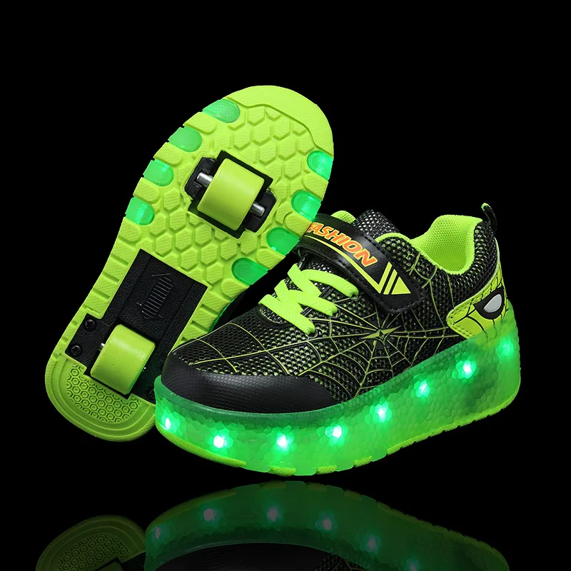 USB Charging Children Roller Skate Casual Shoes Boys Girl Automatic Jazzy LED Lighted Flashing Kids Glowing Sneakers with Wheels