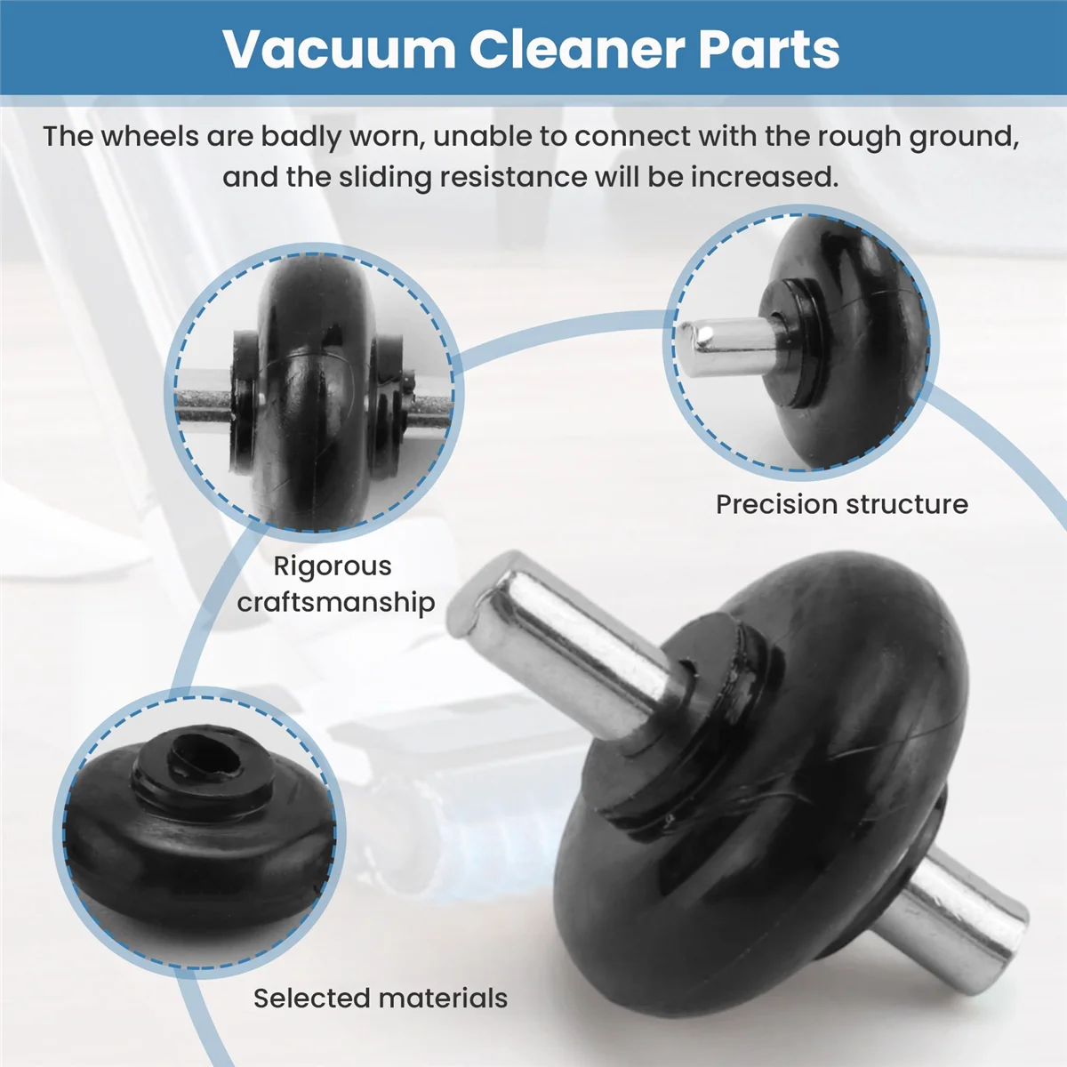 High-end 3x Axles and Rollers Motorized Heads Small Shaft Wheels for Dyson Vacuum Cleaner Powerheads Replacement