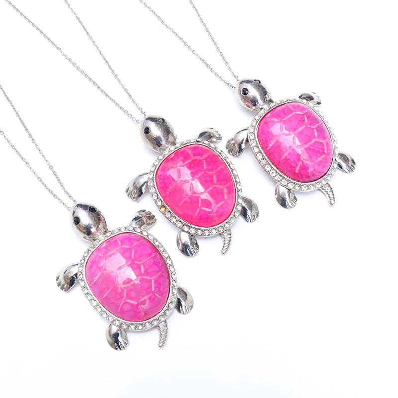 

New Natural Agate Cute Turtle Pendant Necklace Original Stone Women's Jewelry Cross Border Hot Item