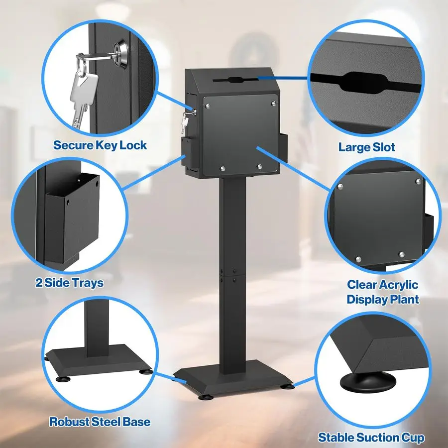 صندوق تبرع لصندوق اقتراحات جمع الصمامات مع حامل، صناديق عرض قفل فتحة أمبير للكنيسة، صلاة قائمة على الأرض V