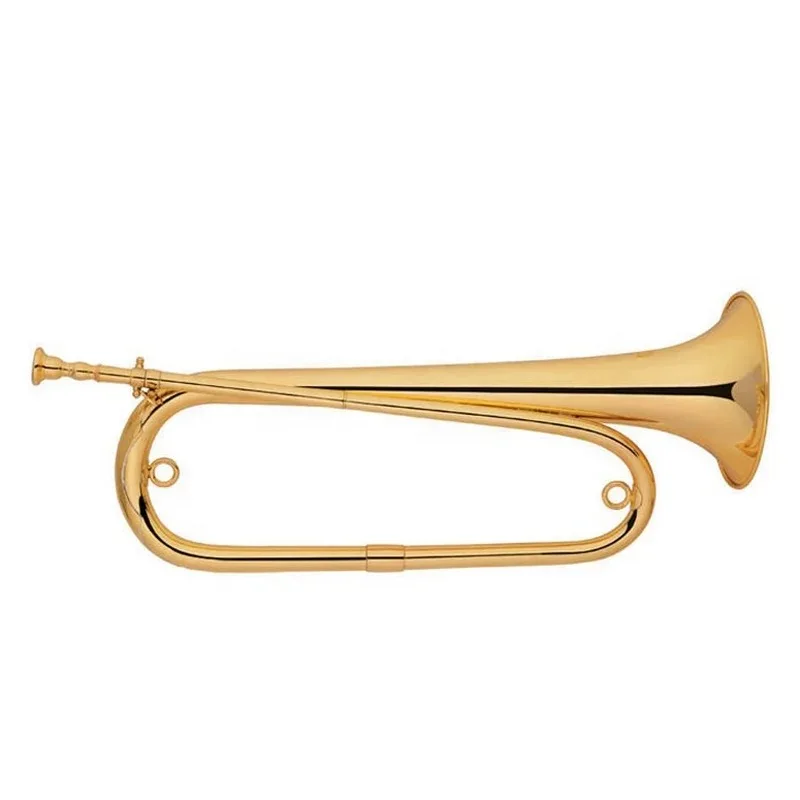 

High Quality Gold Bugle Trumpet JYBU601 BB Tone Factory Cheap Brass Body with Lacquer Gold Lacquer Surface