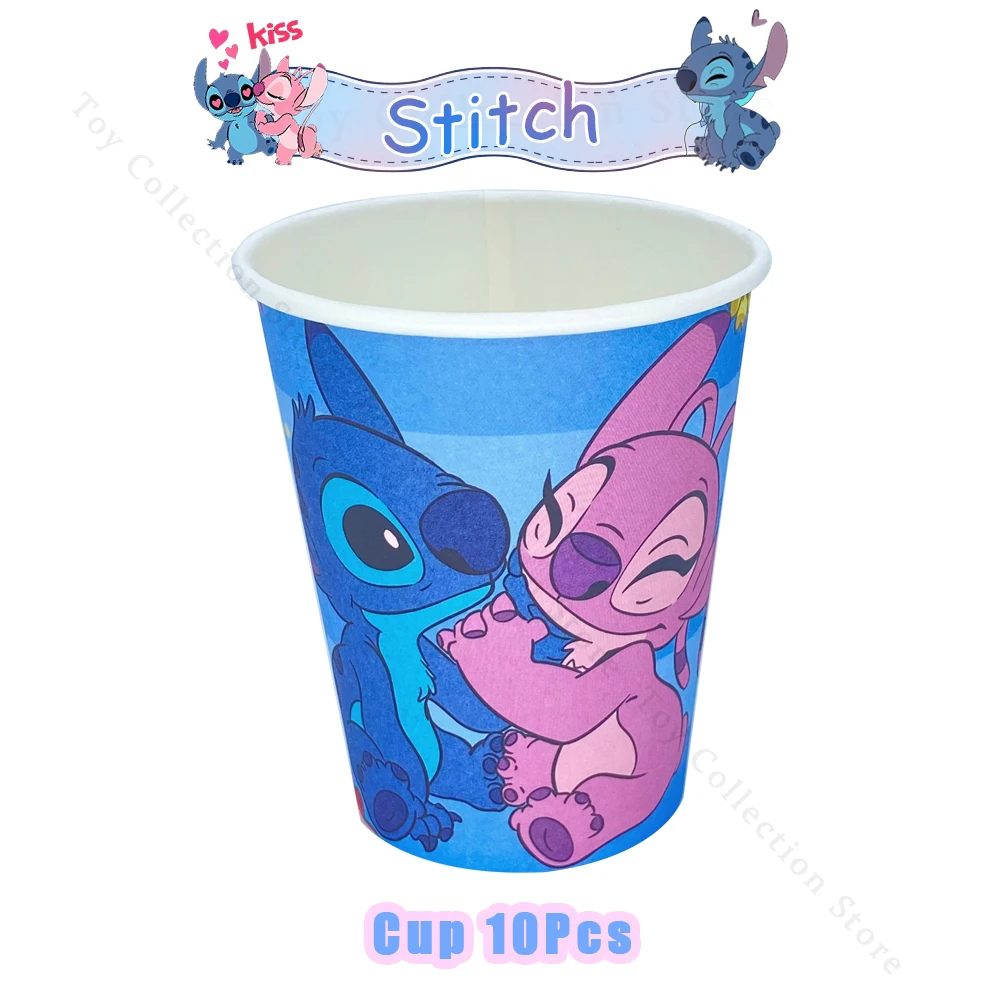 Decoración de fiesta de cumpleaños de dibujos animados de Lilo y Stitch para niños, plato de papel de aluminio de látex, mantel de globo,