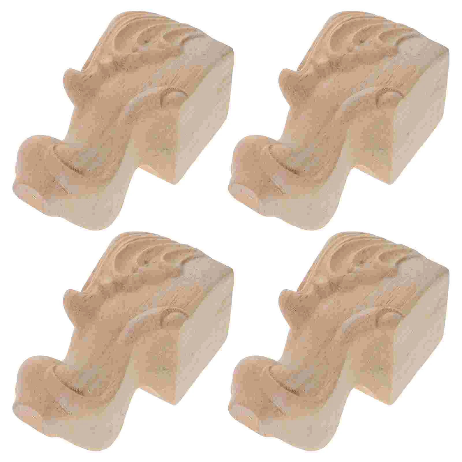 

4 Pcs Sofa Carved Table Legs Wood Carving Solid and Feet for Furniture Appliques