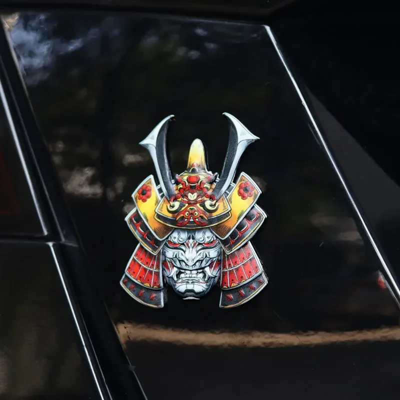 1PC Metall 3D Geändert Samurai Helm Dekorative Aufkleber Auto Motorrad Außen Dekorationen Geist Samurai Modellierung Aufkleber