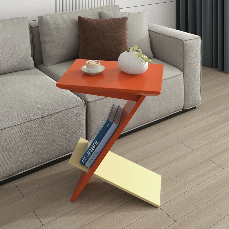 

Colorful Antique Solid Wood Sofa Side Table Home Living Room Small Corner Table Retro Simple Style Designer Magazine Rack