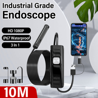3 In 1 Automotive Boroscope Camera 1080p HD 8mm Soft Hard Wire Inspection Endoscope Camera Pipeline Car Engine Probe For Android