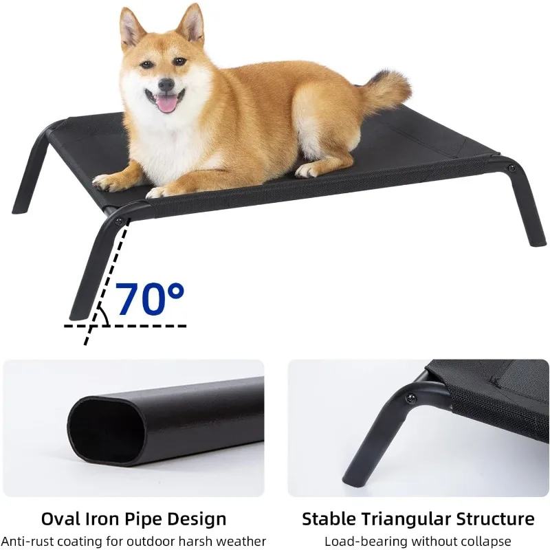 Elevated Outdoor Dog Bed - Cooling Raised Cots for Medium Dogs, Portable Indoor Off Ground Pet Hammock Bed