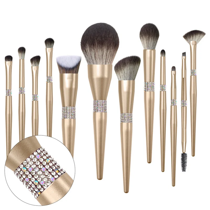 

12-Piece Gold Makeup Brush Set: Luxurious Tools, Professional Beauty Application